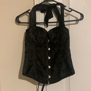 Halter Jacquard Bustier Top